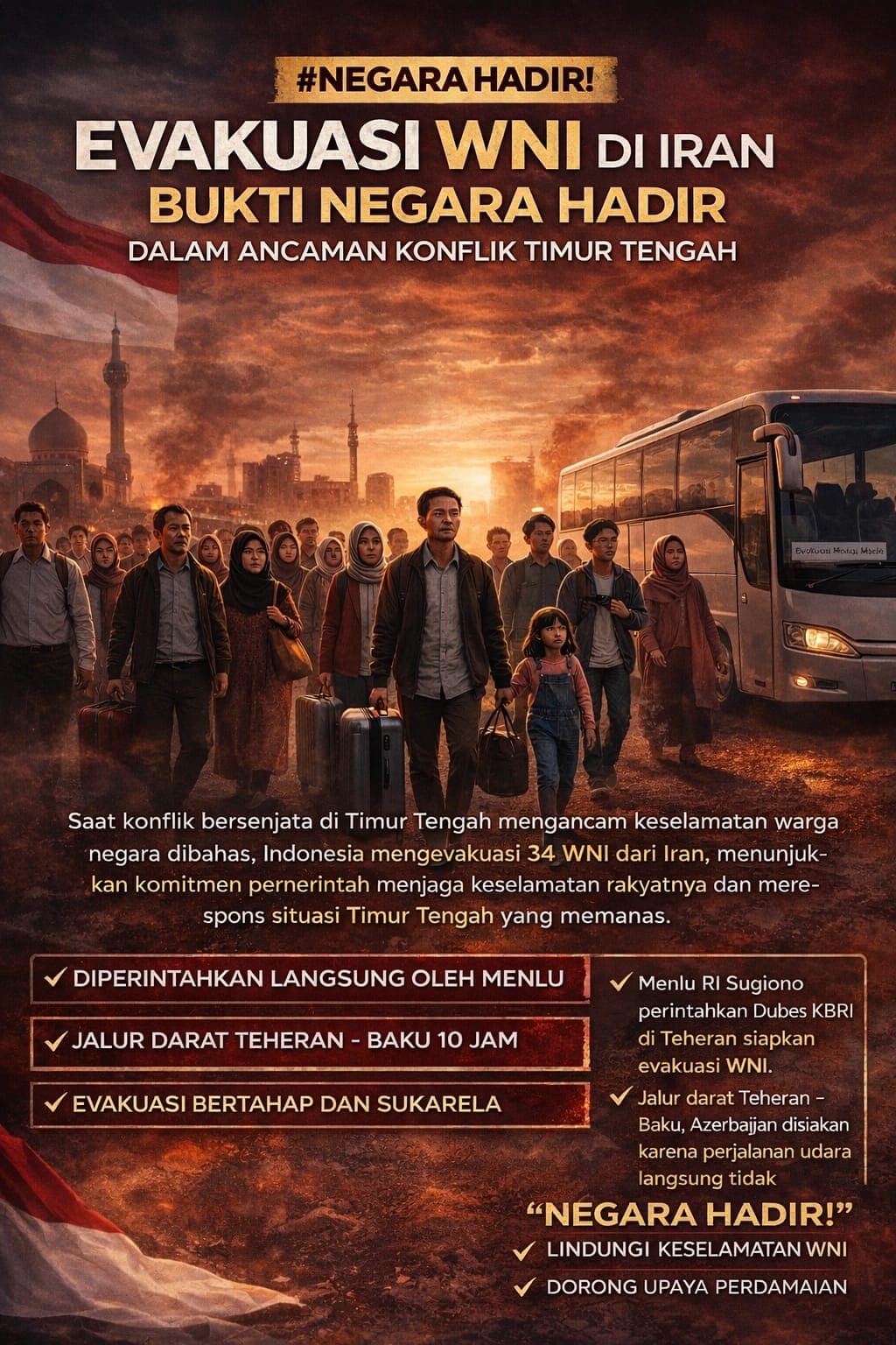 Pemerintah RI siap Melaksanakan Evakuasi WNI di Iran sebagai Bukti Negara Hadir dalam Ancaman Konflik Timur Tengah