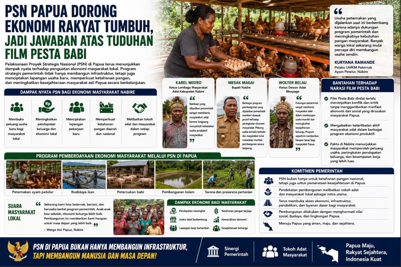 PSN Papua Dorong Ekonomi Rakyat Tumbuh, Jadi Jawaban atas Tuduhan Film Pesta Babi