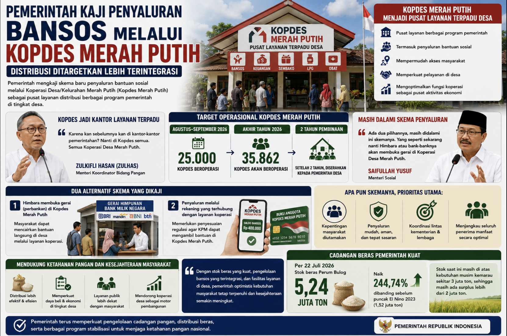 Pemerintah Kaji Penyaluran Bansos Melalui Kopdes Merah Putih, Distribusi Ditargetkan Lebih Terintegrasi